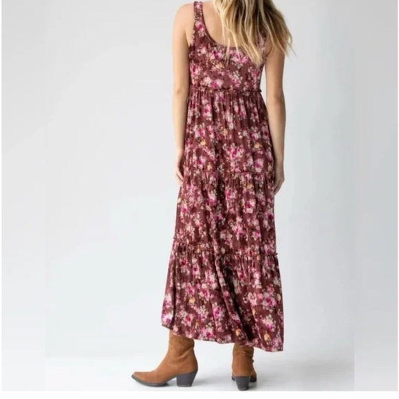 Natural Life Karlie Rust Bouquets Velvet Maxi Sundress Sz XL Boho Cottage Floral - Picture 3 of 13